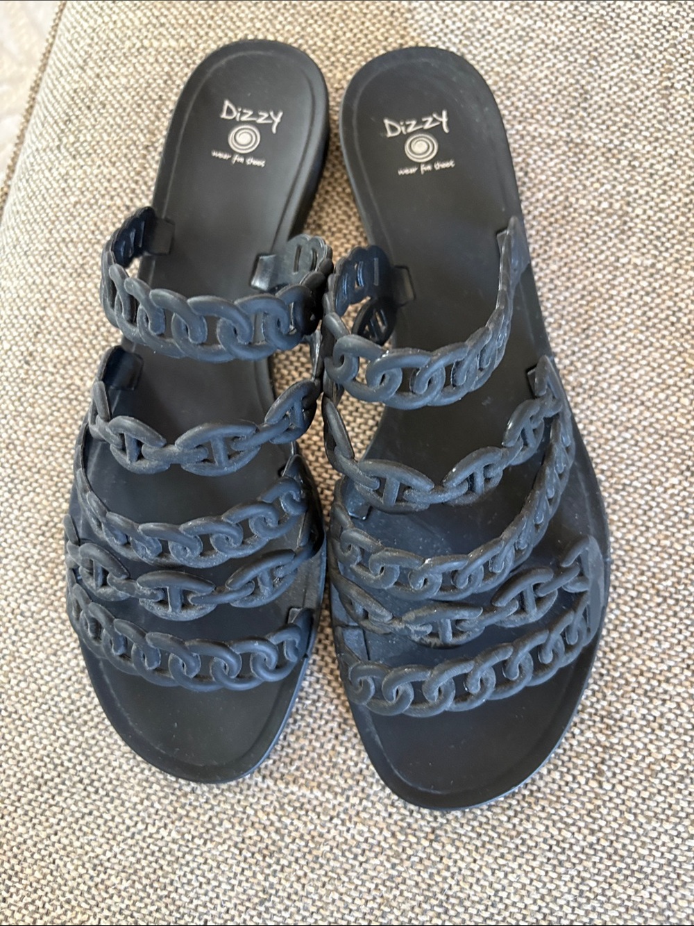 Dizzy Women's Black Chain-Link Slide Sandals